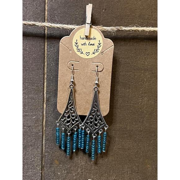 Handmade Jewelry - Handmade Blue Dangle Earrings